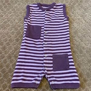 L'ovedbaby Romper - 6-9mo - Eggplant Purple Stripes